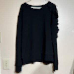 Halogen Black Ribbed Knit Top cold shoulder